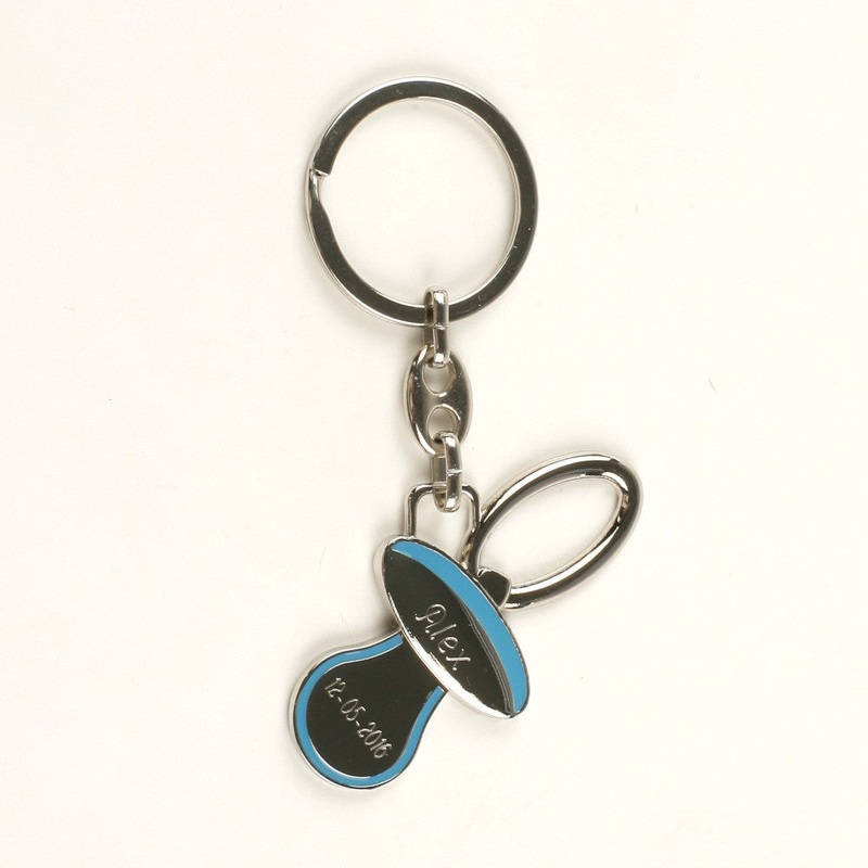 Blue Metal Pacifier Key Ring