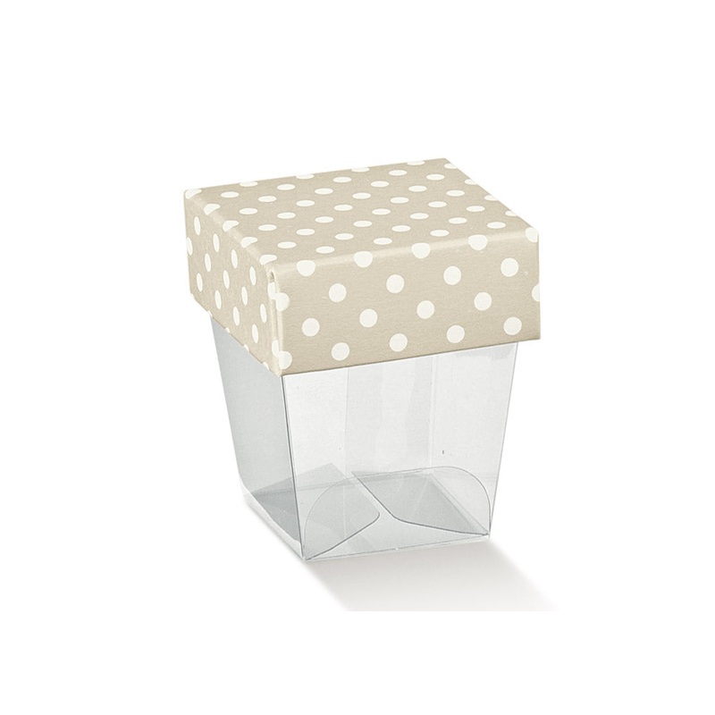 Box - Trans. with Spotted Taupe Lid 33X33X50