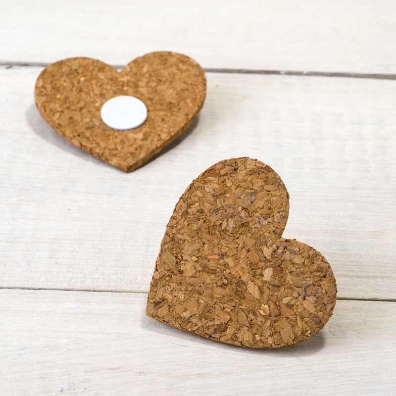 Cork Heart Adhesive Embellishment - Pack of 6