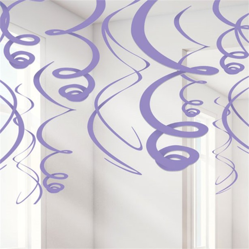 Hanging Decorations - Purple Swirls - 12pk