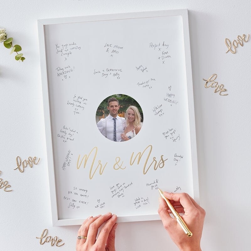 Mr and Mrs Alternative Guest Book Frame - Gold Wedding