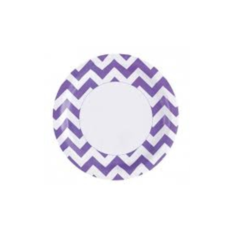 Purple Chevron Plates - 23Cm