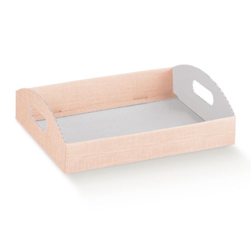 Tray Medium 300X220X45 Linen Texture Pink