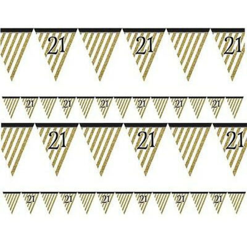 Black & Gold 21 Flag Bunting