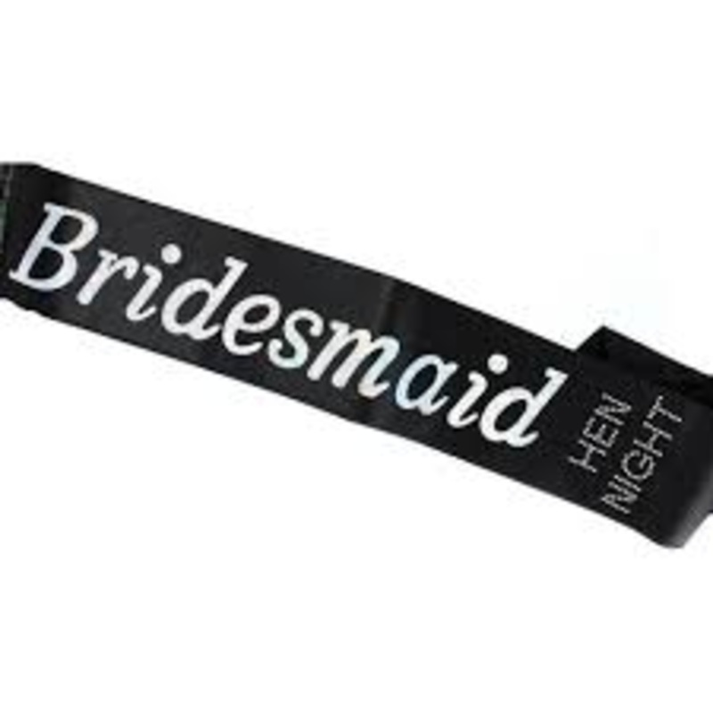 Black Satin And Diamante Bridesmaid Sash