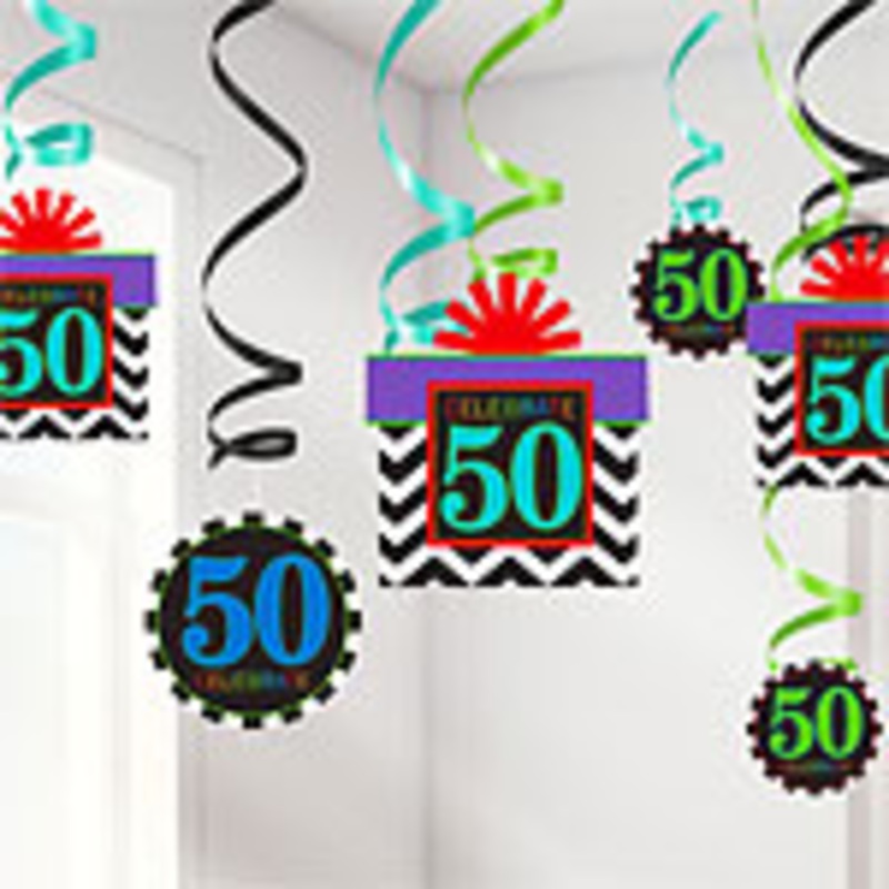 Chevron 50th Hanging Swirls 60Cm