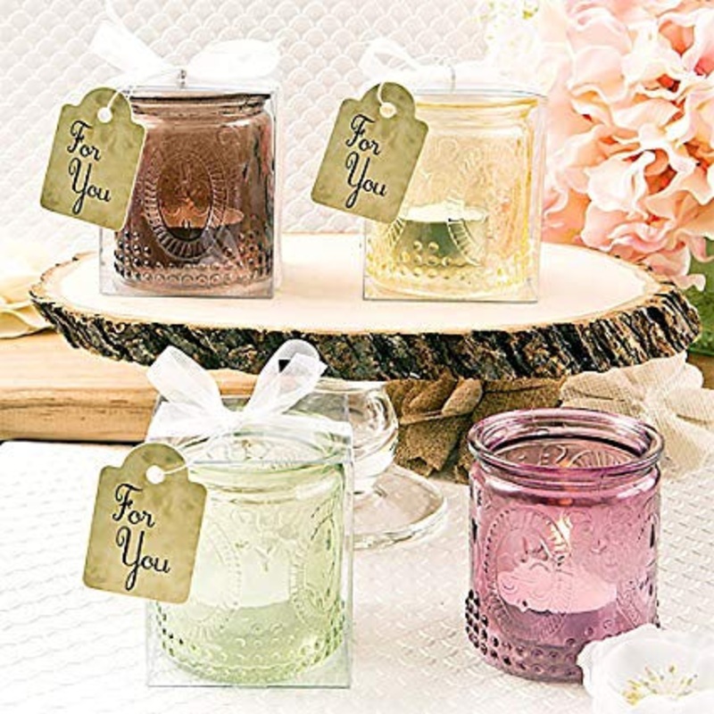 Disc Fleur De Lis Vintage Glass Votive