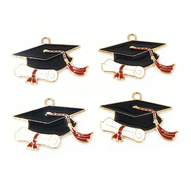 Graduation Charms - Hat and Scroll - Gold Edge