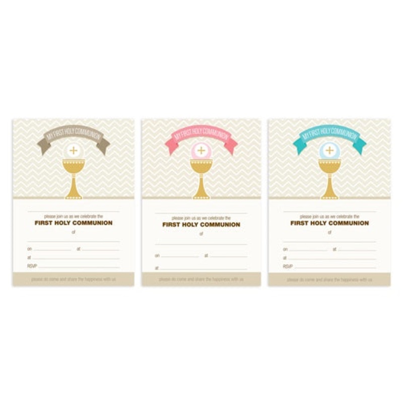 Invitation Fill-in - Holy Communion - Chalice with Chevron Design