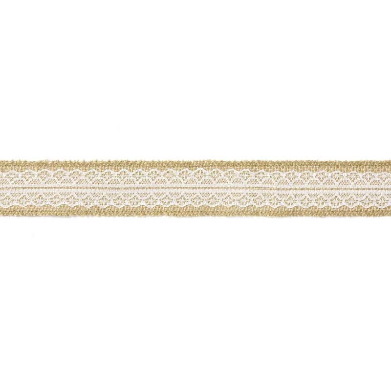 Jute tape with lace, 4x500cm