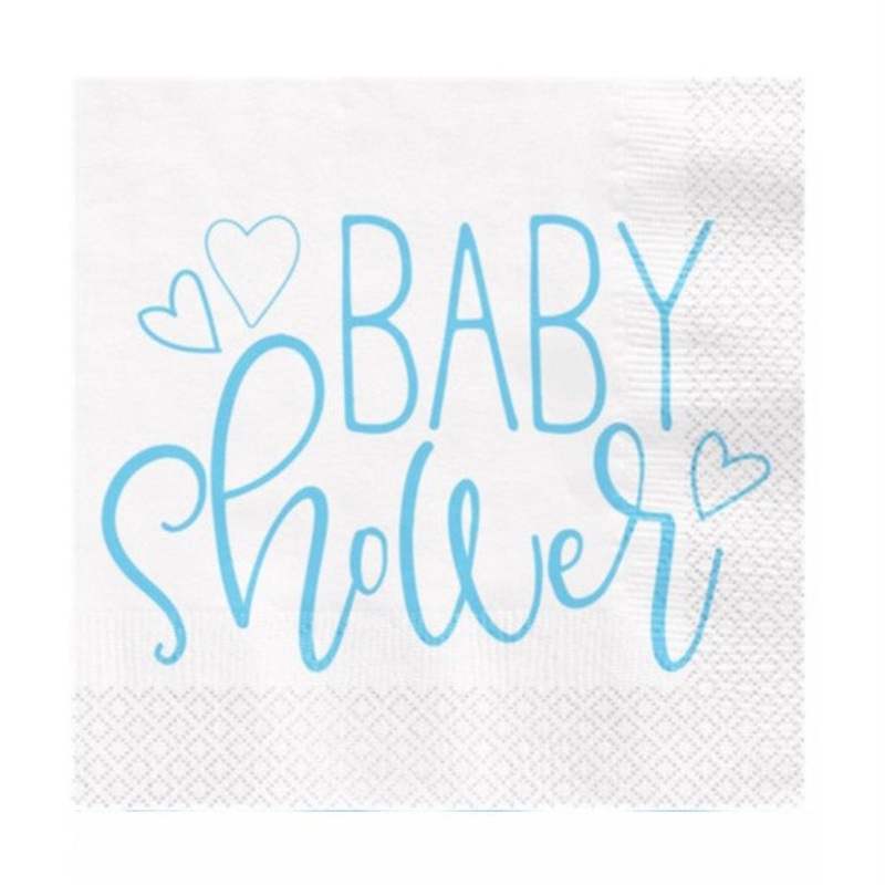 Lunch Napkins - Baby Shower - Blue Hearts