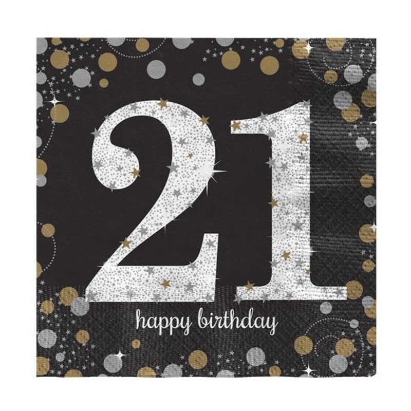 Lunch Napkins - Sparkling Celebration Age 21 - 16pk