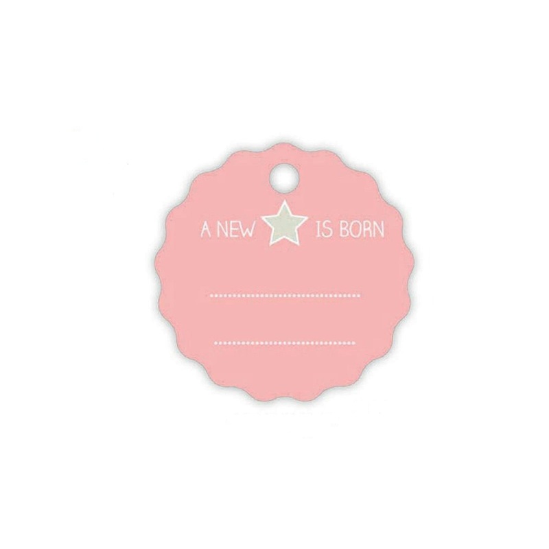 Tag - Round Scalloped - Pink - 5cm