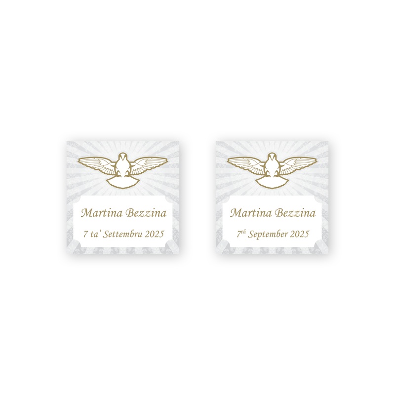 Tags Personalized - Confirmation - Dove with Rays