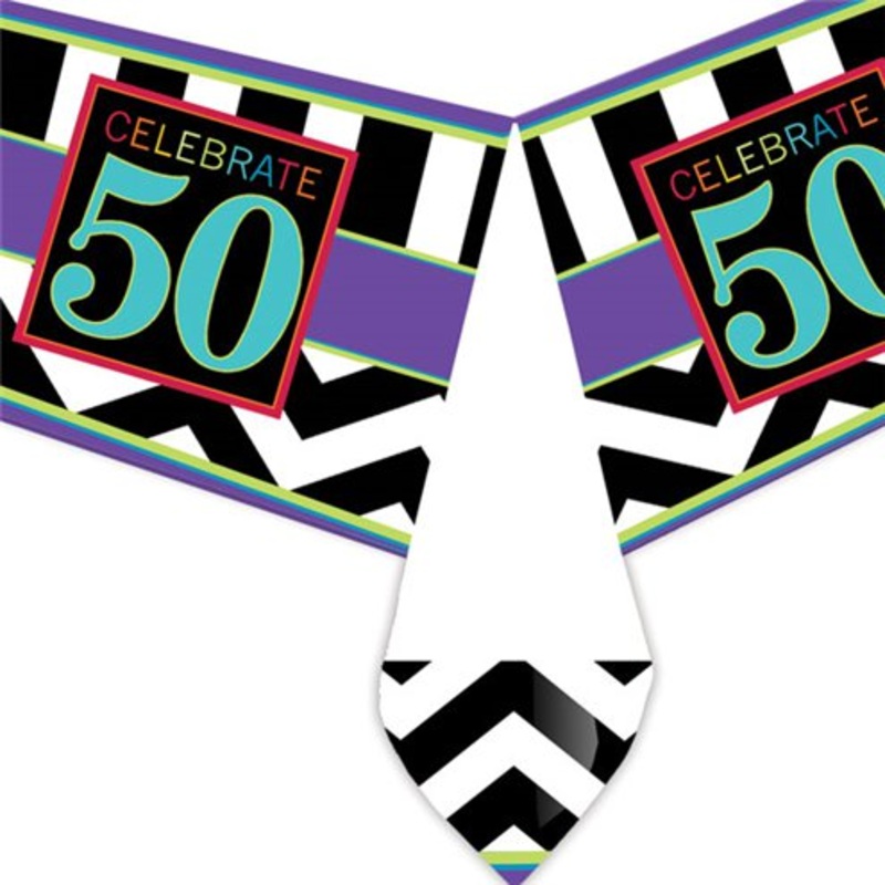 50th Birthday Plastic Tablecover - 137cm X 259cm