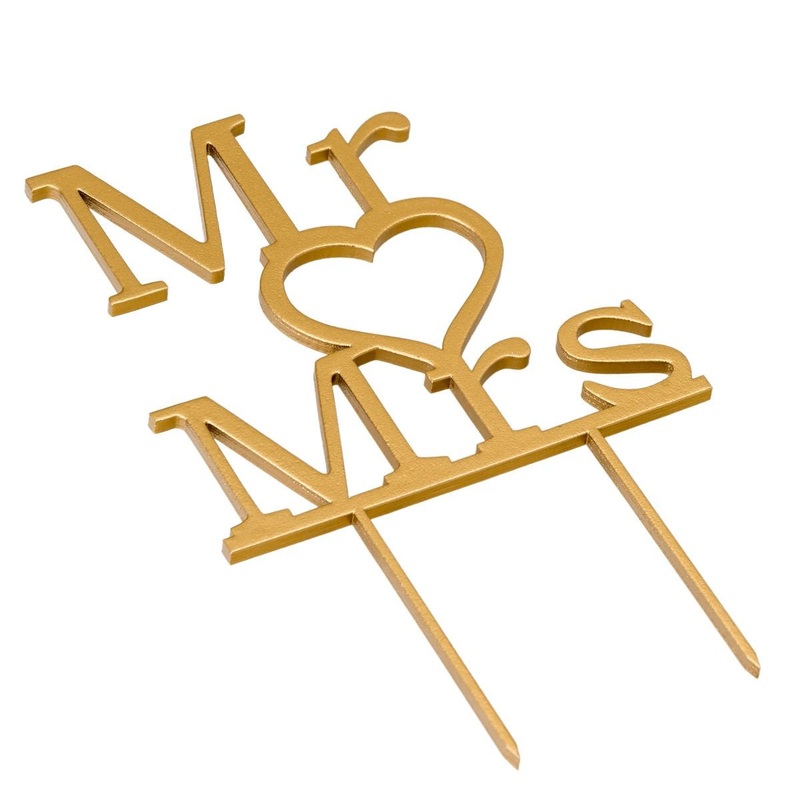 Cake Topper - Gold  - Mr and Mrs