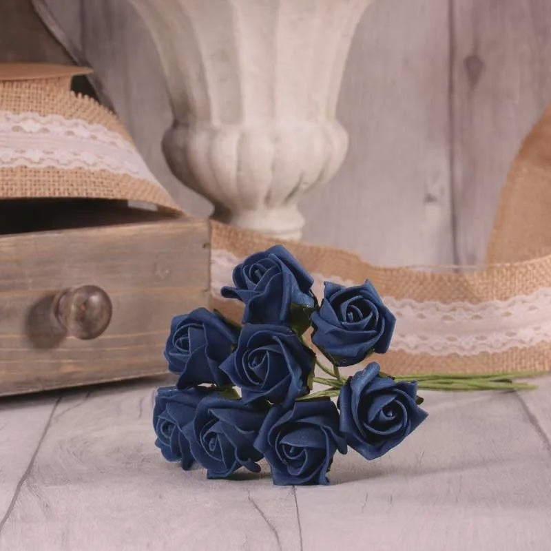 Foam Tea Rose Bud x8 Navy Blue