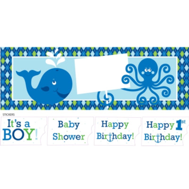 Giant Party Banner W/Stickers Ocean Preppy Boy