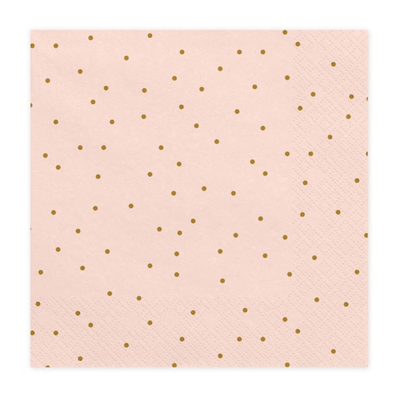 Lunch Napkins - Light Pink with Gold Dots - 20pk