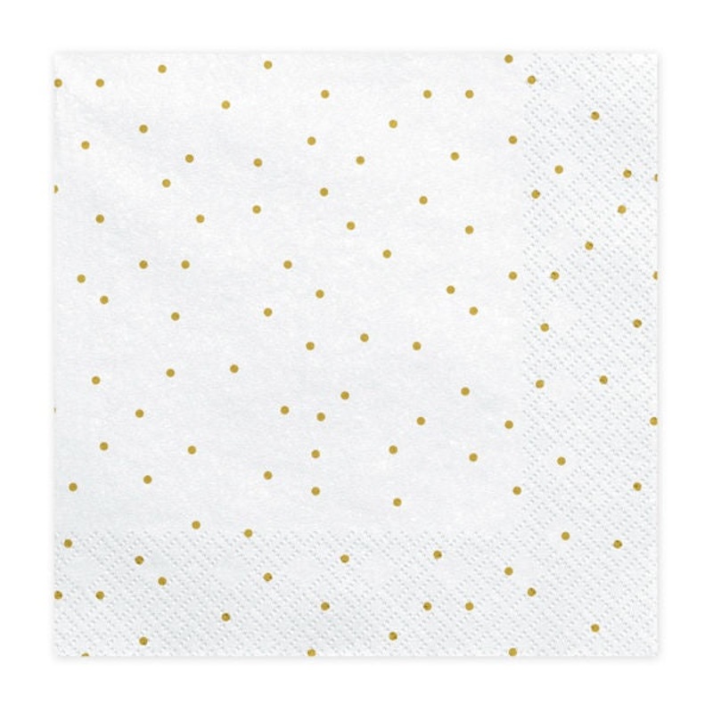 Lunch Napkins - White with Gold Dots - 20pk