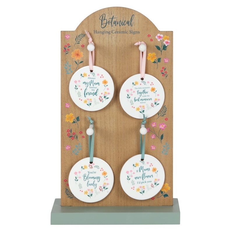 Round Ceramic Hanging Signs -Botanical Mum Theme