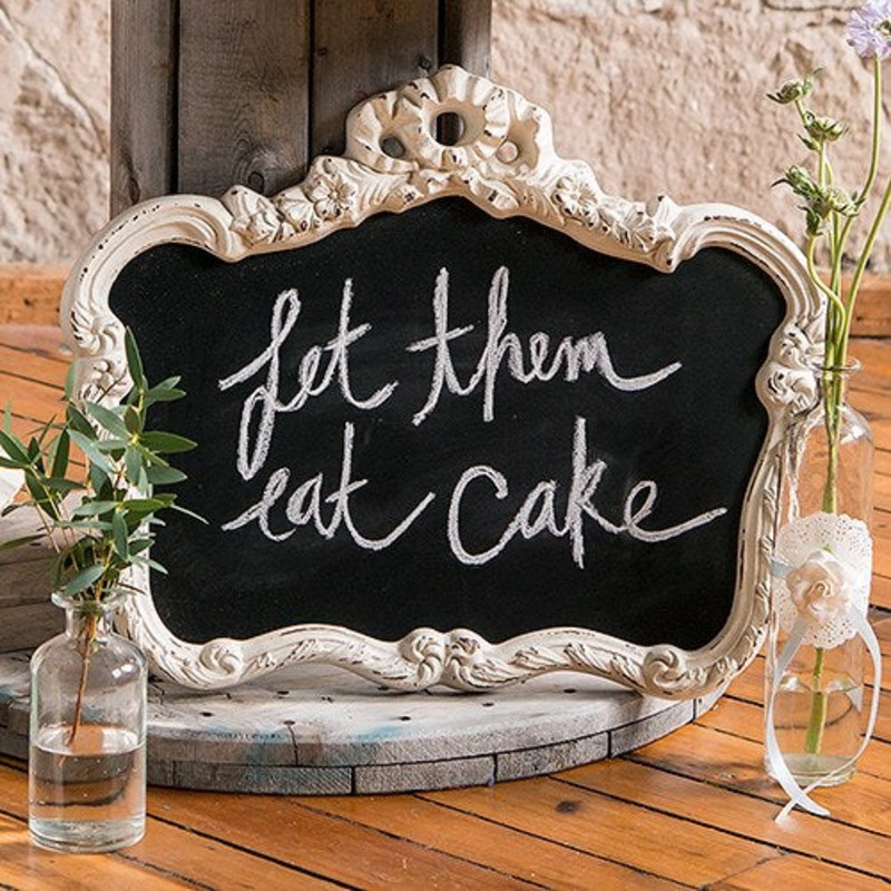 Blackboard In Ornate Vintage Frame In Antique White - Rental
