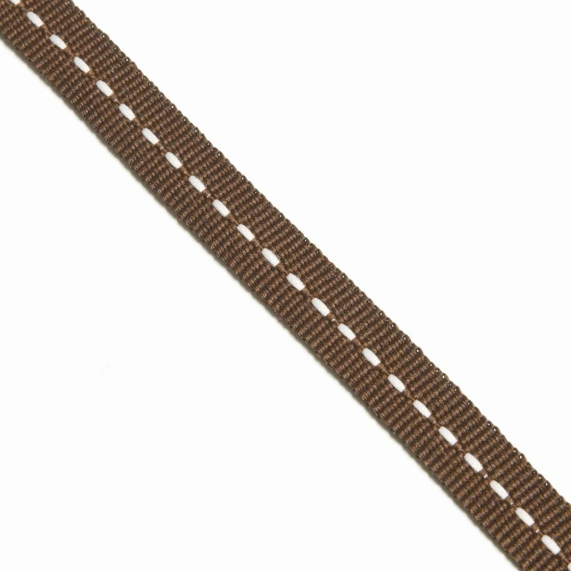Brown Backstitch Ribbon 7mm