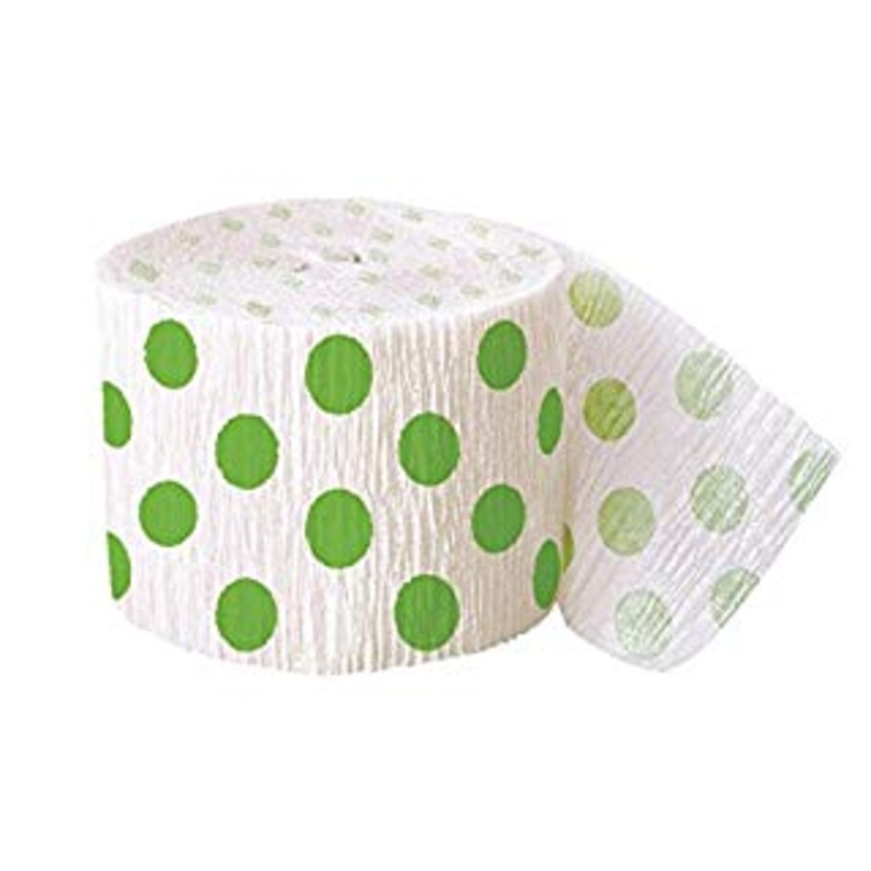 Disc Green Polka Dot Crepe Streamer - 30Ft