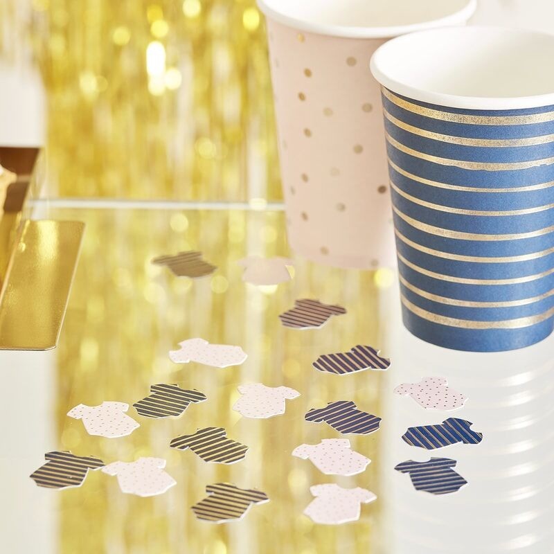 Gender Reveal - Pink & Navy Baby Grow Table Confetti