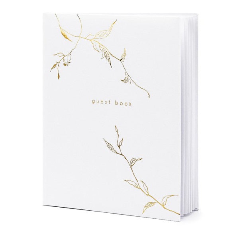 Guest Book - White with Gold Design