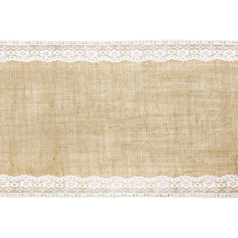 Jute Table Runner with Lace Edges 0.28x2.75m