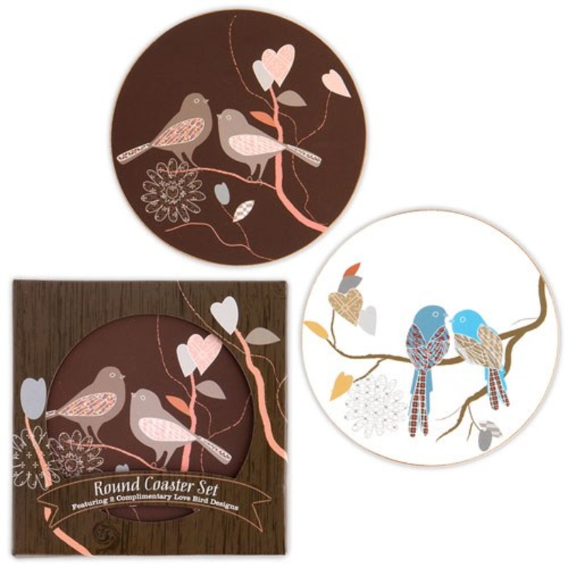 Love Birds Cork Back Coaster Set