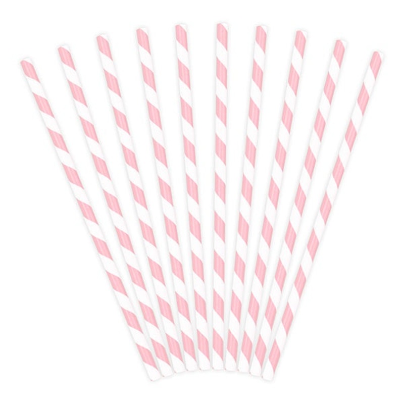 Paper Straws - Light Pink - Striped 10pk