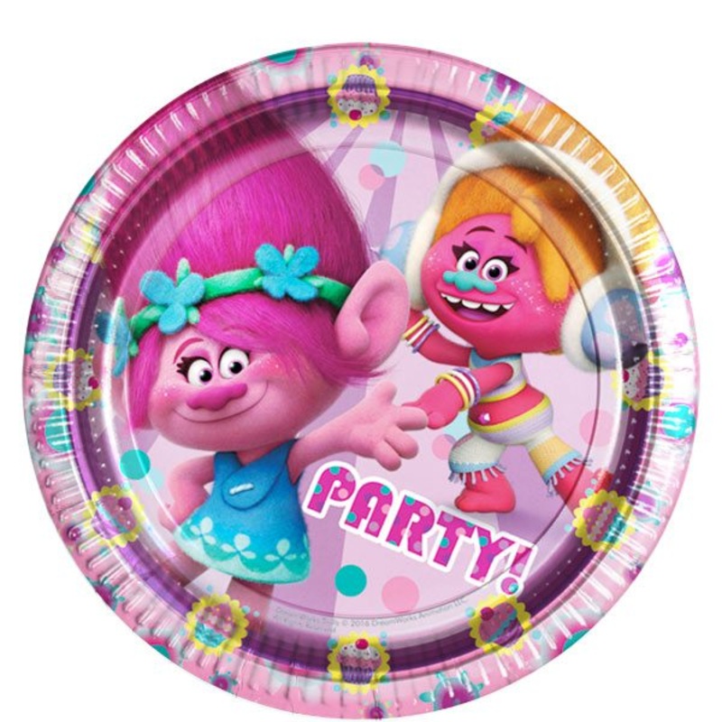Plates - Trolls - 8pk 23cm