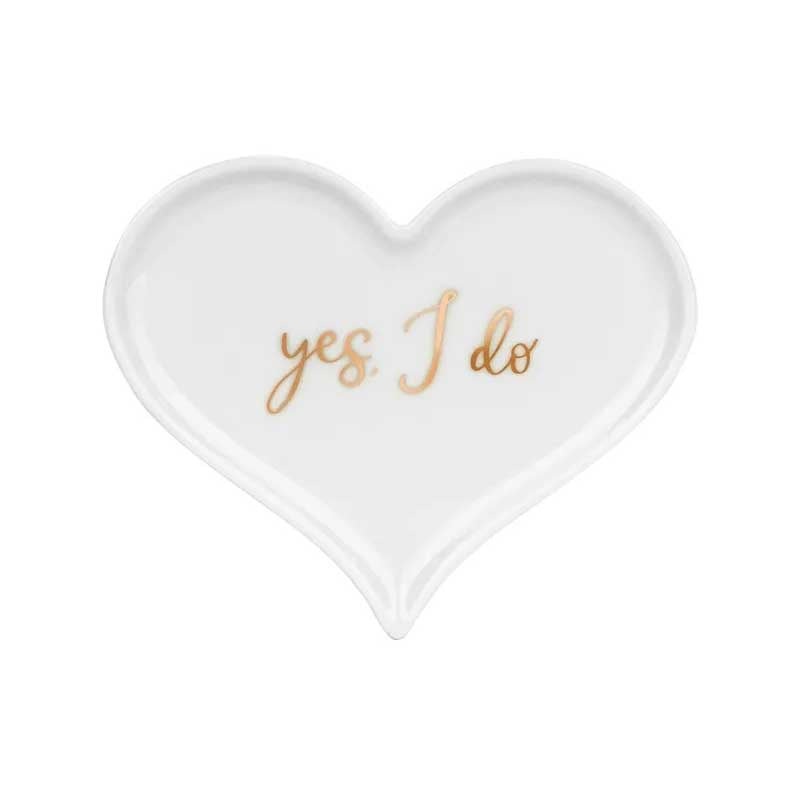 Porcelain wedding rings plate Heart