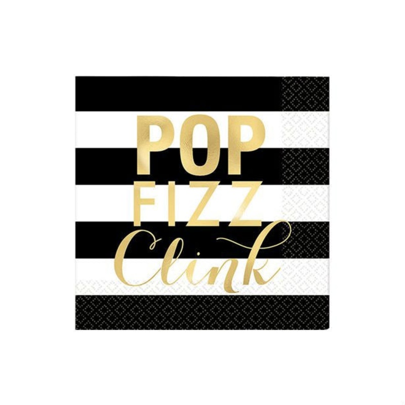 Beverange Napkins - Cheers to You - "Pop, Fizz, Clink" Foil Print - 16pk
