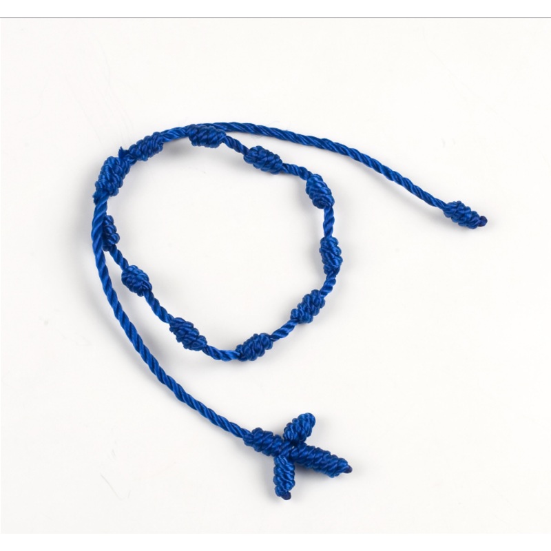Blue Macrame Beads Rosary Bracelet