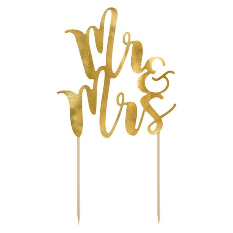 Cake Topper - Mr & Mrs - Gold