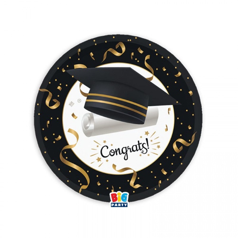 Dessert Plates - 18cm - Graduation Theme - 6pk