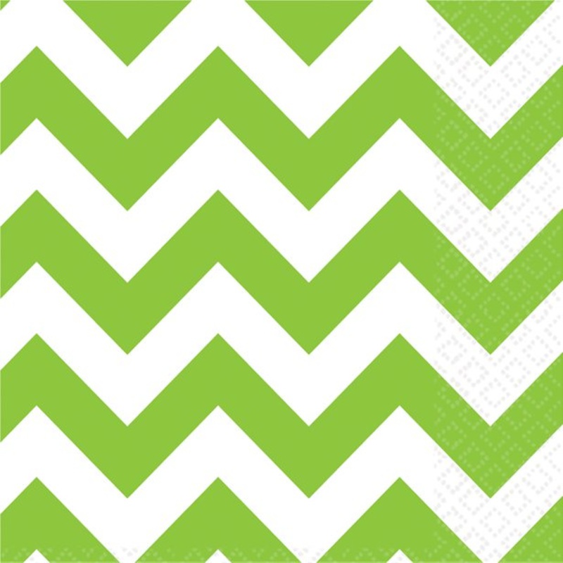 Luncheon Napkins - Lime Green and White Chevron - 16pk