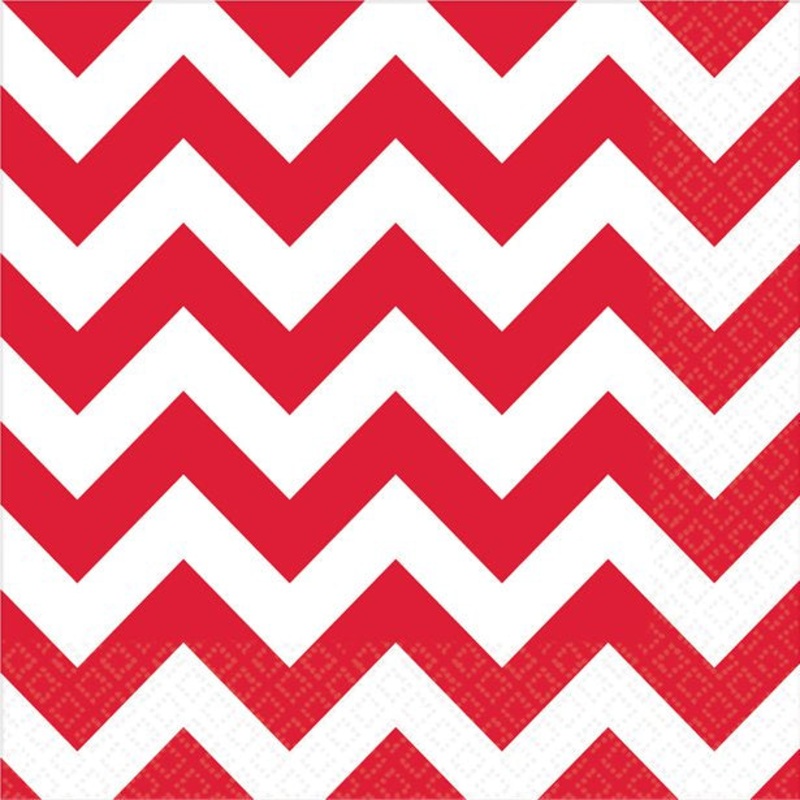 Luncheon Napkins - Red and White Chevron - 16pk