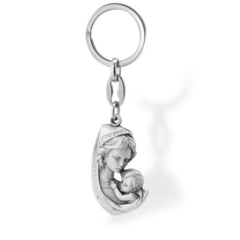 Madonna and Child Metal Keychain