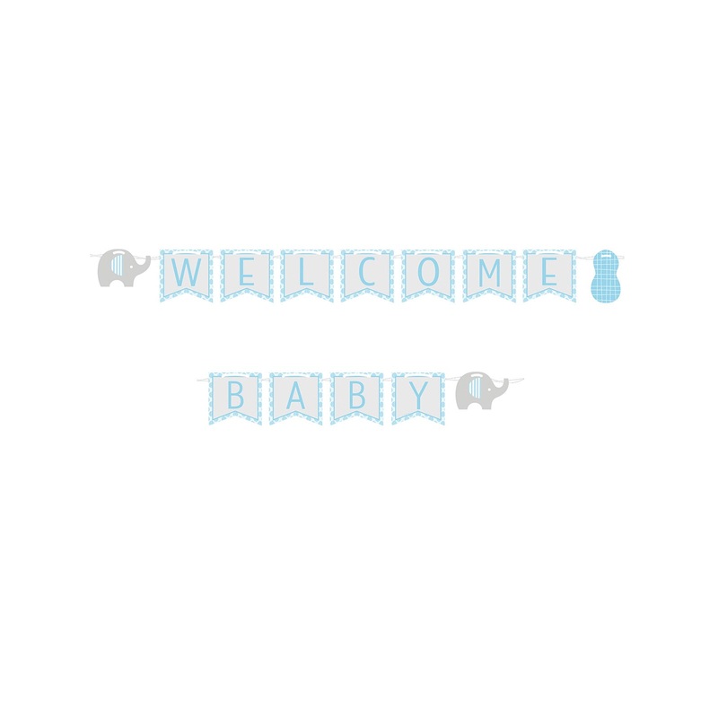 Sweet Baby Elephant Boy Ribbon Banner