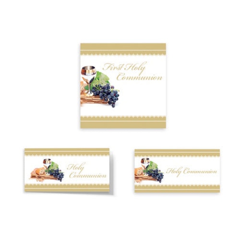 Tags Fill-in - Holy Communion - Chalice, Grapes and Bread Design