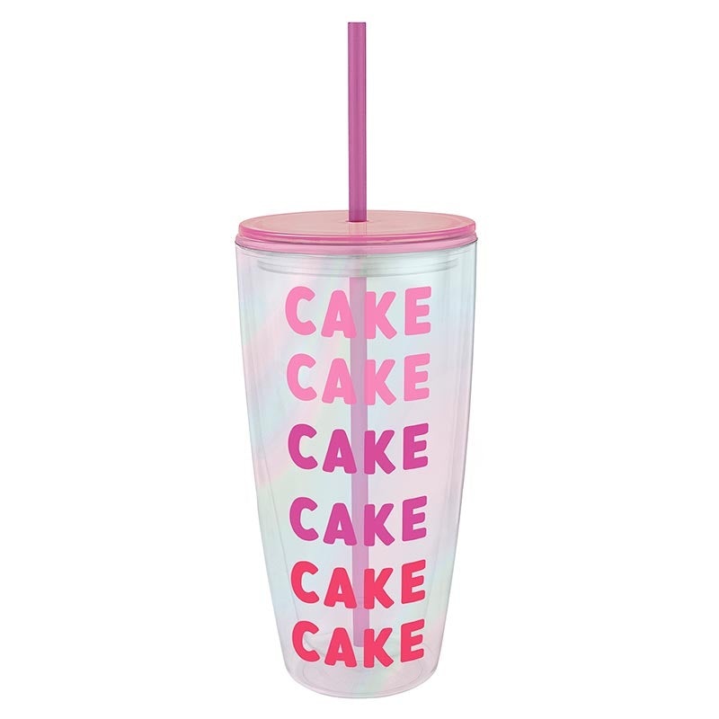 CAKE CAKE CAKE CUP WITH STRAW