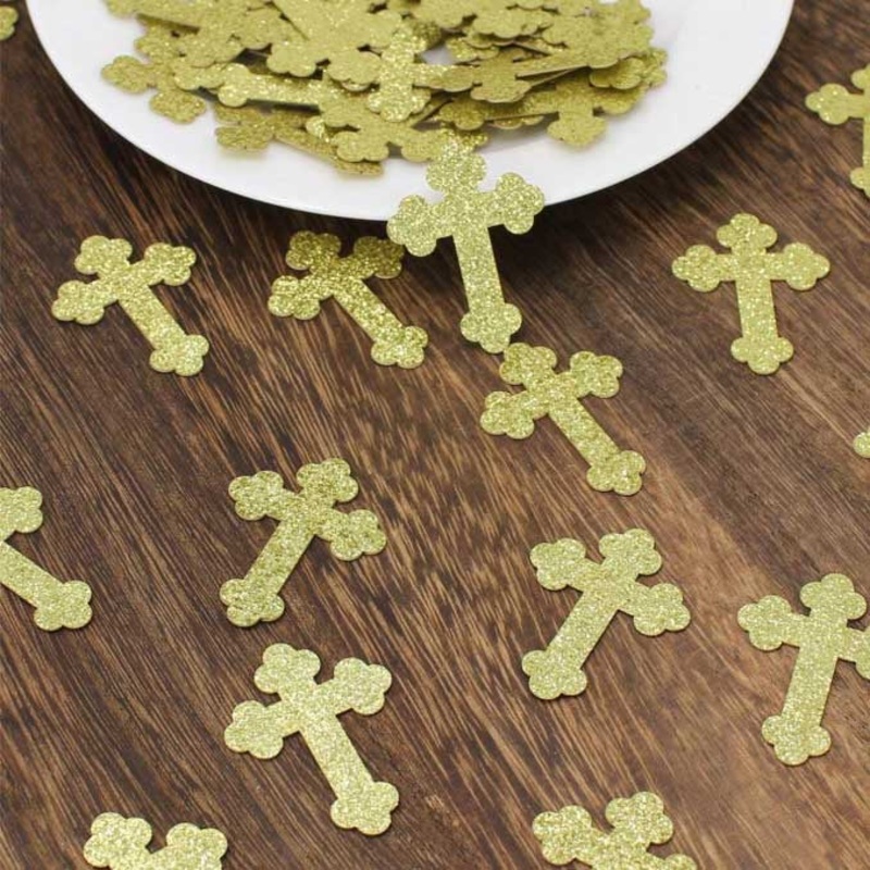 Gold Glitter Cross TAble Confetti - 50pk