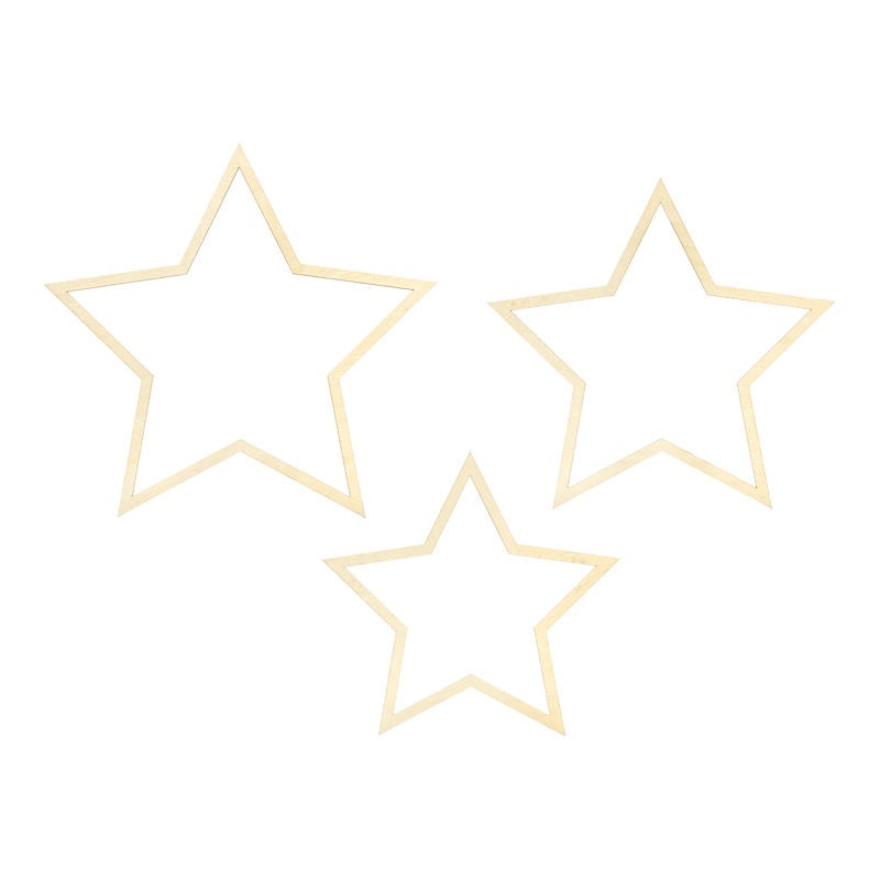 Hanging Wooden Stars - 3pk