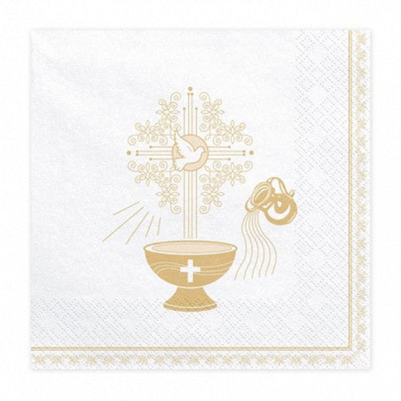 Lunch Napkins - Christening Gold - 20pk
