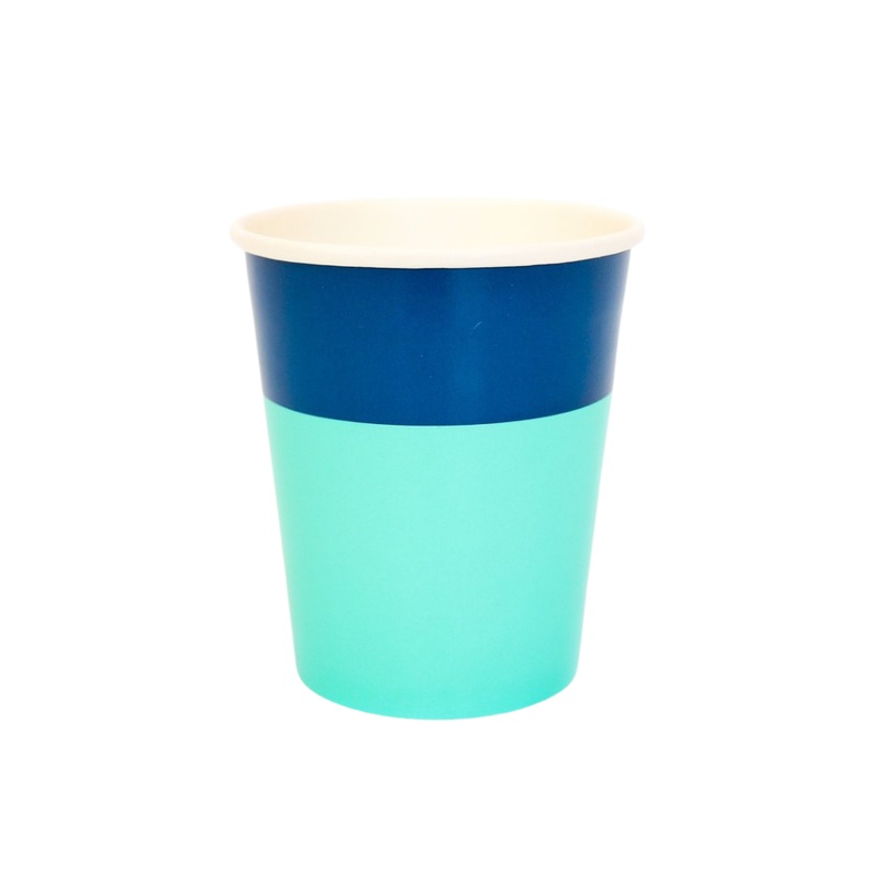 NAVY & TURQUOISE COLOR BLOCKED CUPS