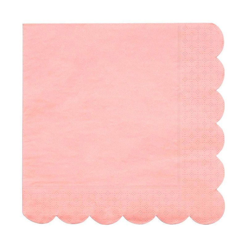 NEON CORAL SCALLOPED NAPKINS